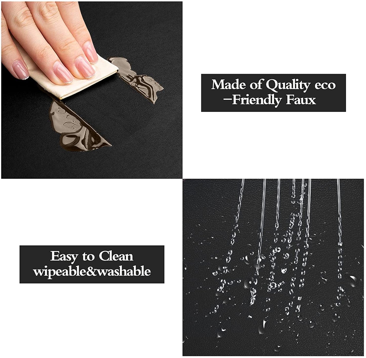 Cozy Life Modern Placemats Set of 4/6/8, Round Leather Placemats for Kitchen Dining Table, Heat Resist Easy to Clean Oval placemats(Black)