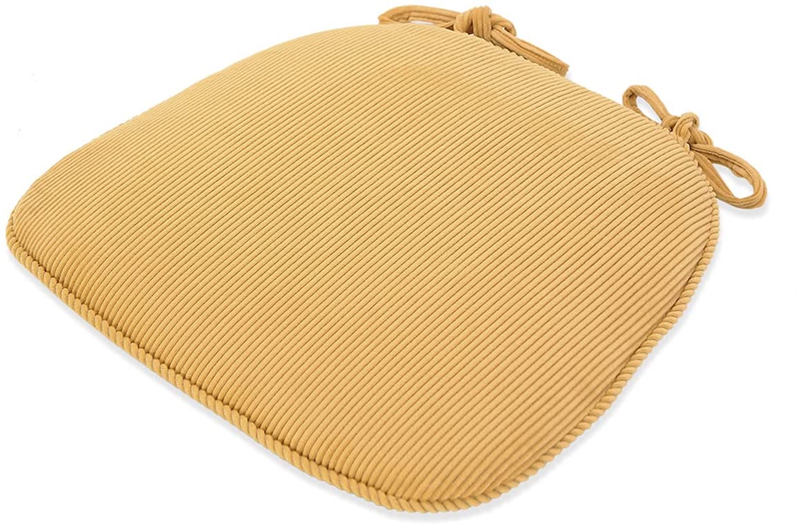 Indoor Chair Pad with Ties, Dining Chair Pads, Non Slip Seat Cushions for Kitchen Chairs (4/6/8 PCS, Yellow)