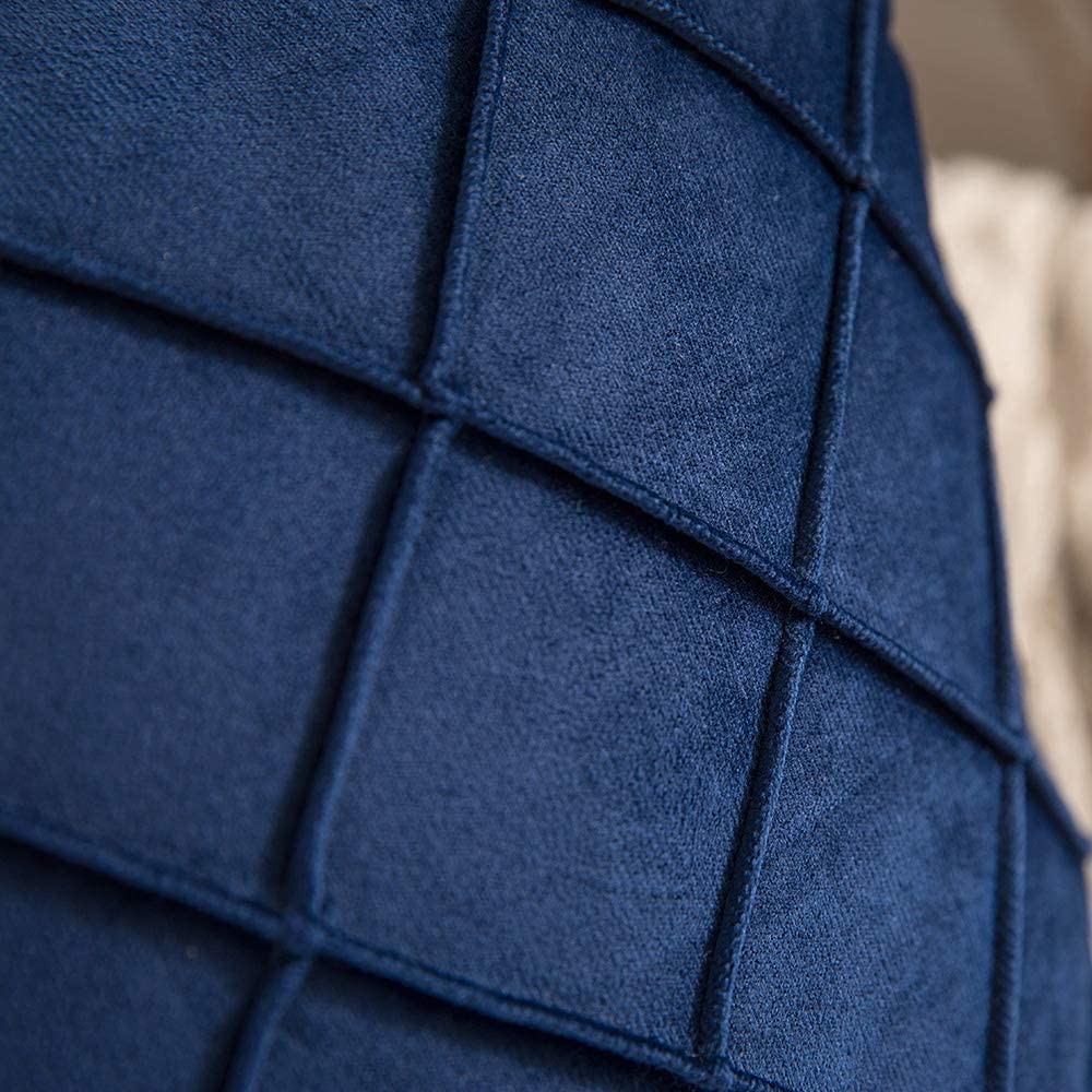 Velvet Throw Pillow Square Soft Couch Pillows Set of 2 (Inserts + Pillow Covers, Navy)