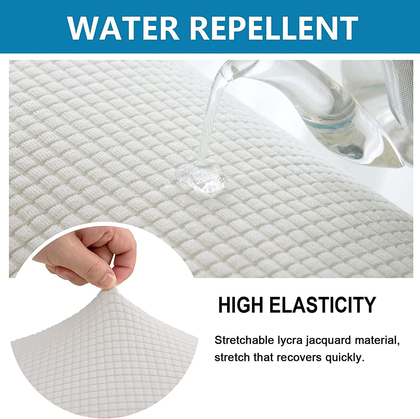 Water Repellent Sofa Couch Cushion Covers Sofa Seat Slipcover Suitable for 1/2/3 Setaer Furniture Protector, Non Slip Small Checks, White