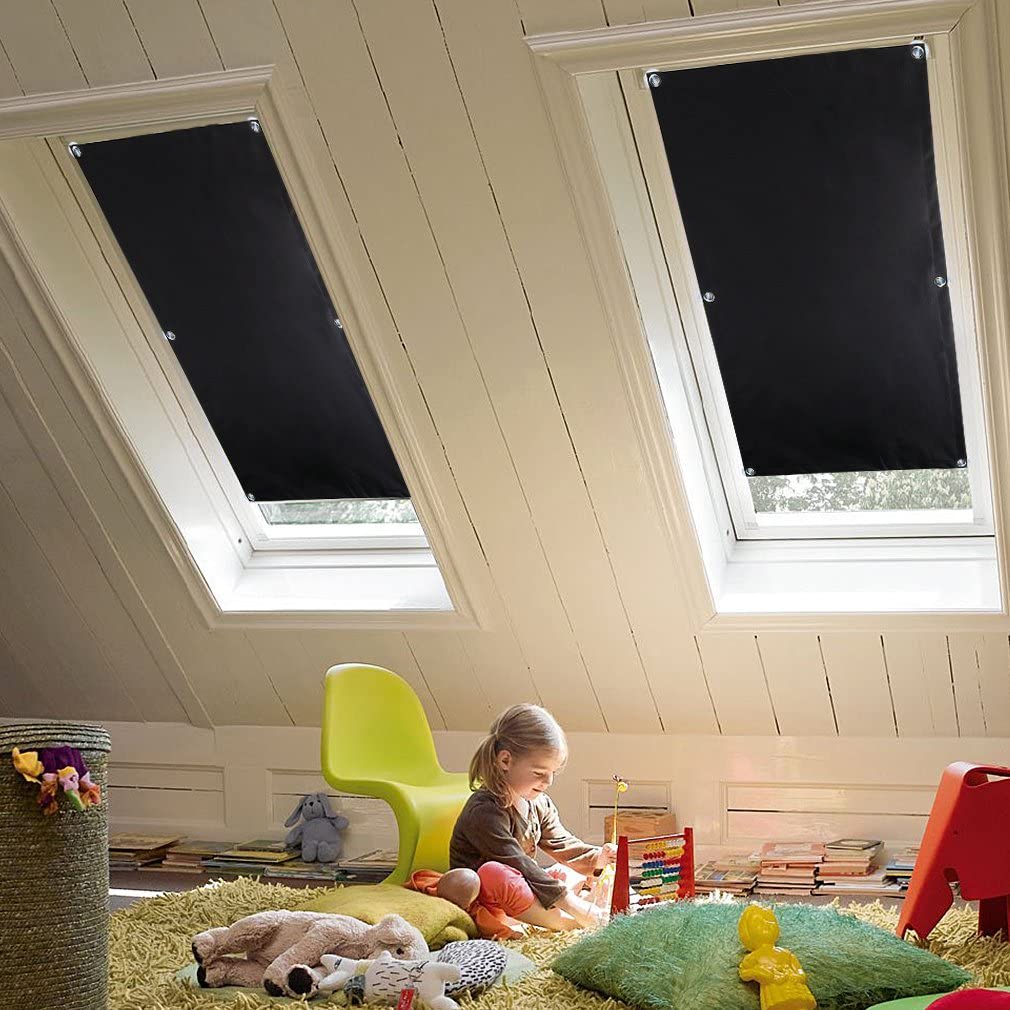 2x Blackout Blind Shade with Suction Cups Temporary Portable Window Cover for Travel Baby Nursery Bedroom Car RV Thermal Insulated 100% Blackout Darkening Curtain(Black)