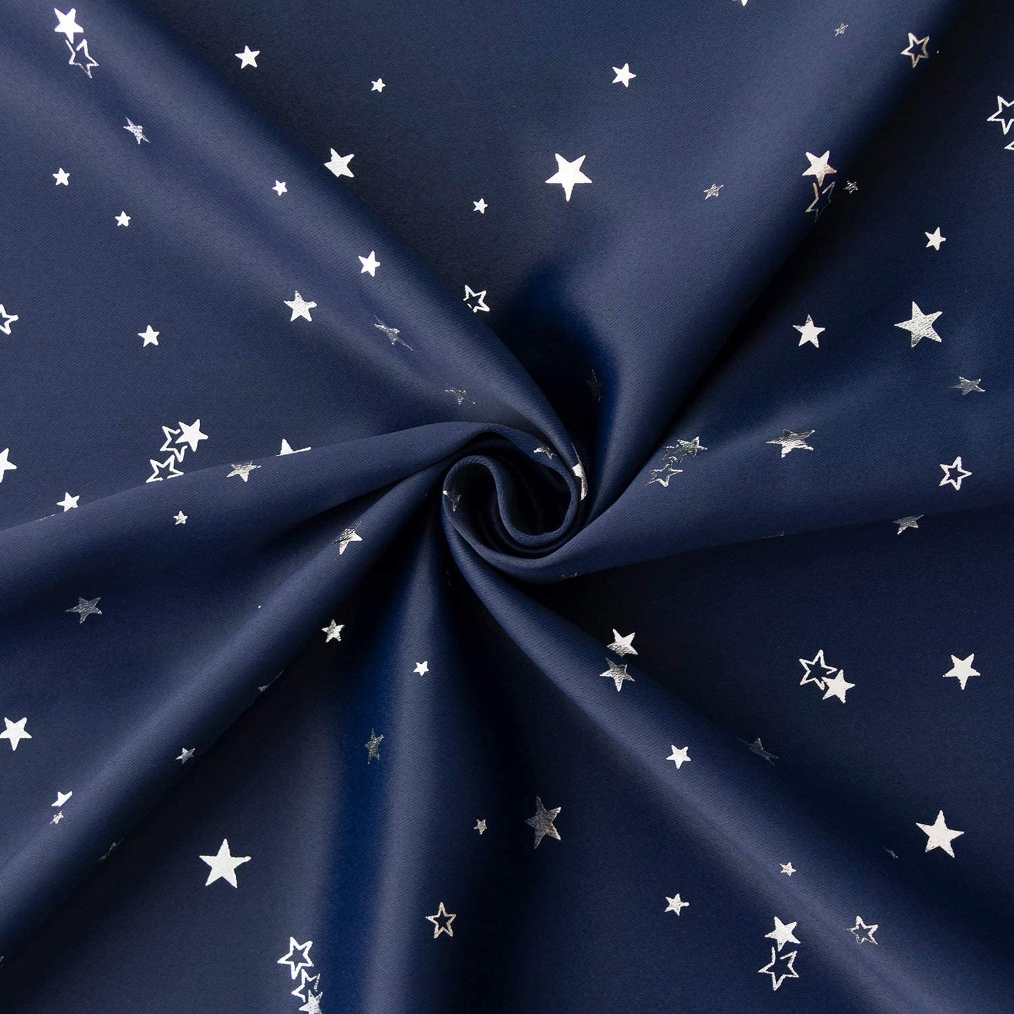 Navy Star Blackout Curtains for Kid's Bedroom - Eyelet Thermal Insulated Room Darkening Printed Curtains for Living Room, Set of 2