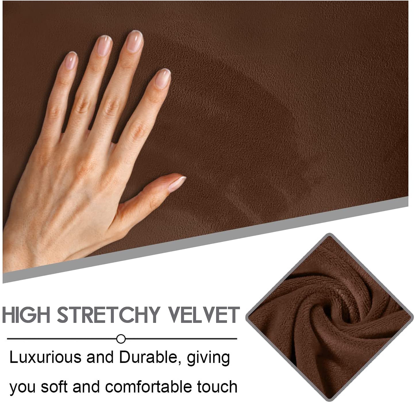 1 Seat Recliner Cover, Velvet Stretch Reclining Chair Covers for 1 Cushion Reclining Sofa, Single Seat Recliner Couch Cover, Thick, Very Soft, Machine Washable, Brown