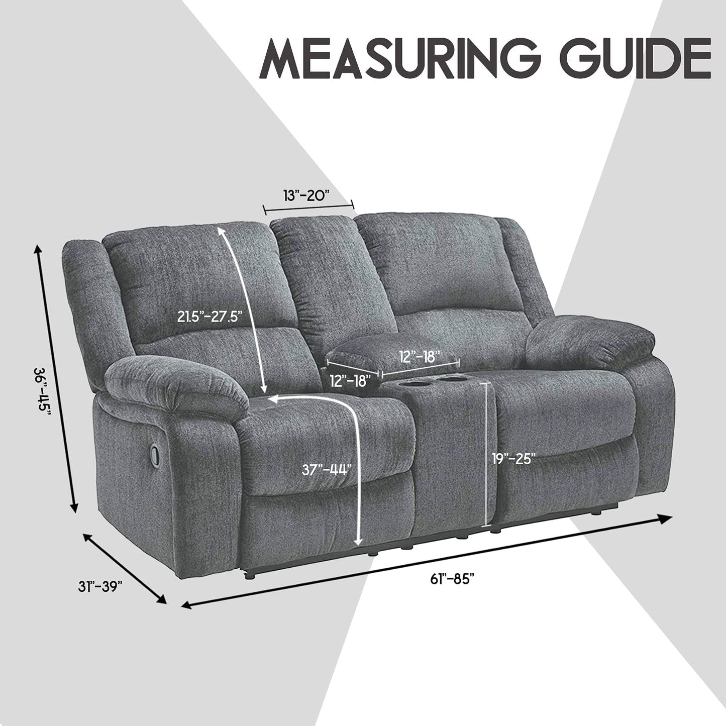 2 Seater with Middle Console Slipcover, Velvet Stretch Loveseat Reclining Sofa Covers, Thick, Soft, Washable, Taupe