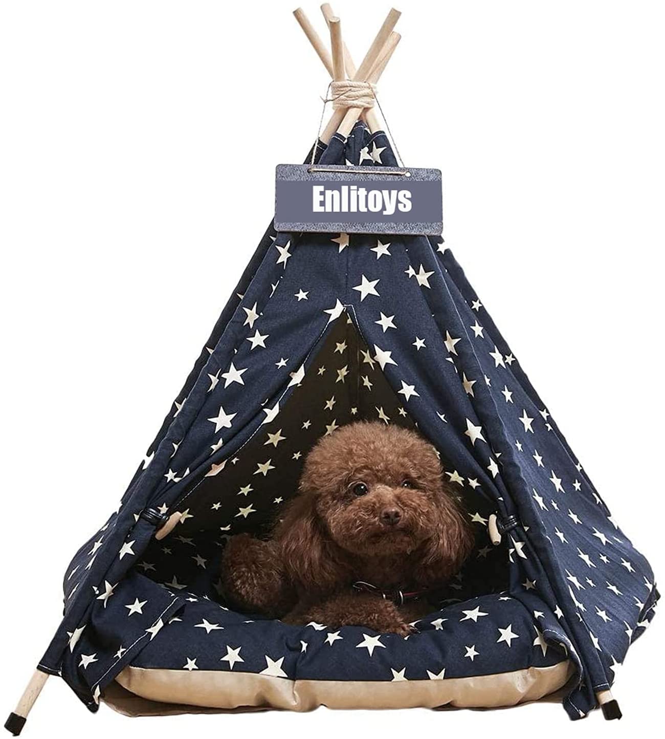 Pet Teepee Dog & Cat Bed - Portable Dog Tents & Pet Houses with Thick Cushion & Blackboard