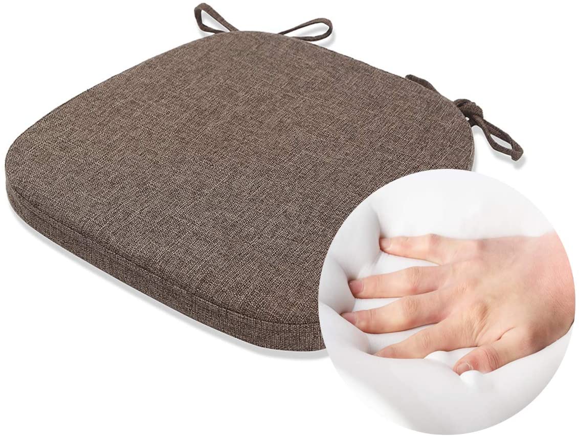 Chair Cushion with Ties for Dining Chairs (1/4/6/8 PCS, Brown)