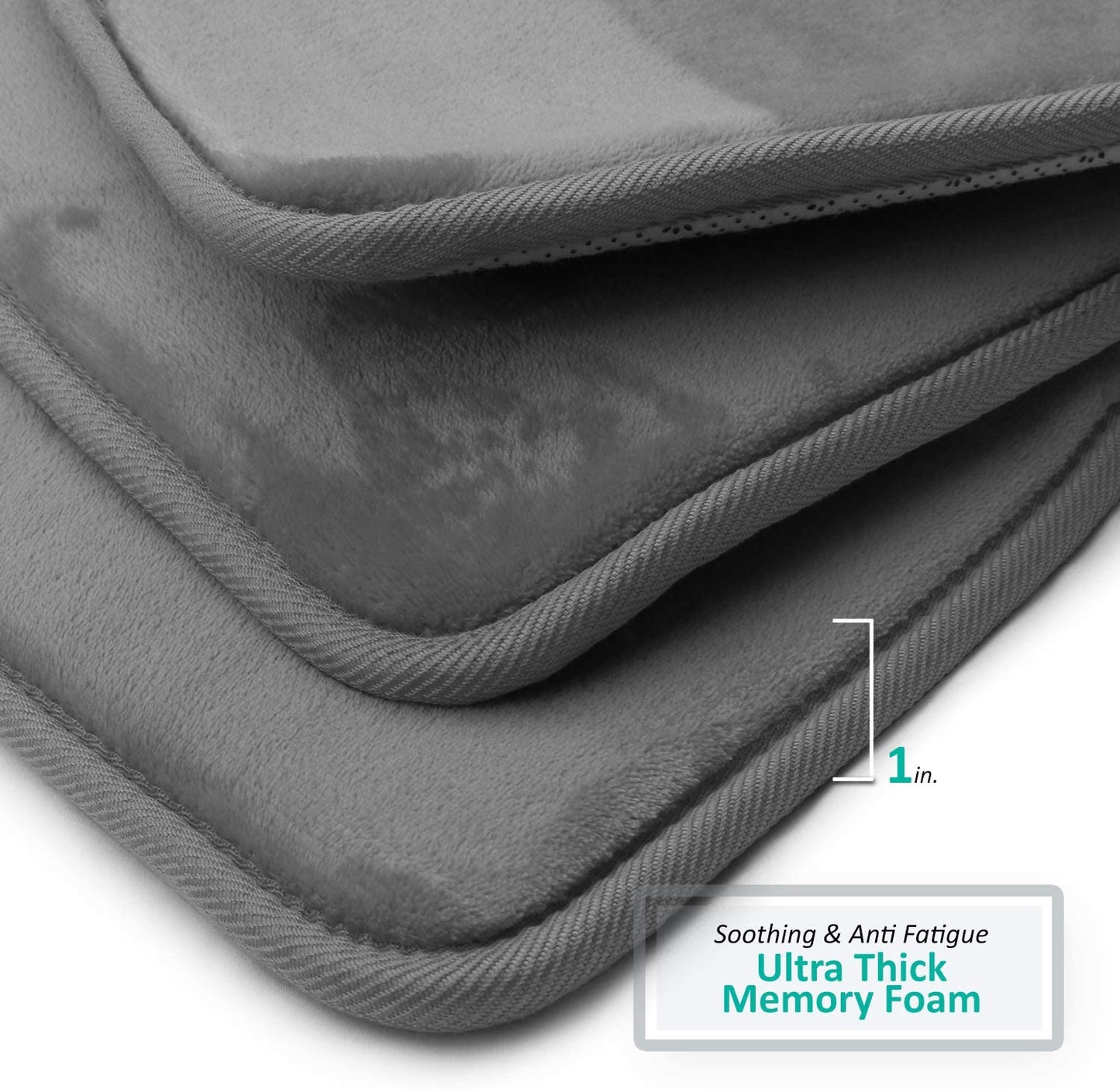 Bathroom Rugs Memory Foam Bath Mat Set for Bathroom, Non Slip Absorbent Velvet - Fast Drying –Bathroom Rug and Contour Rug Set 3 Piece -Grey