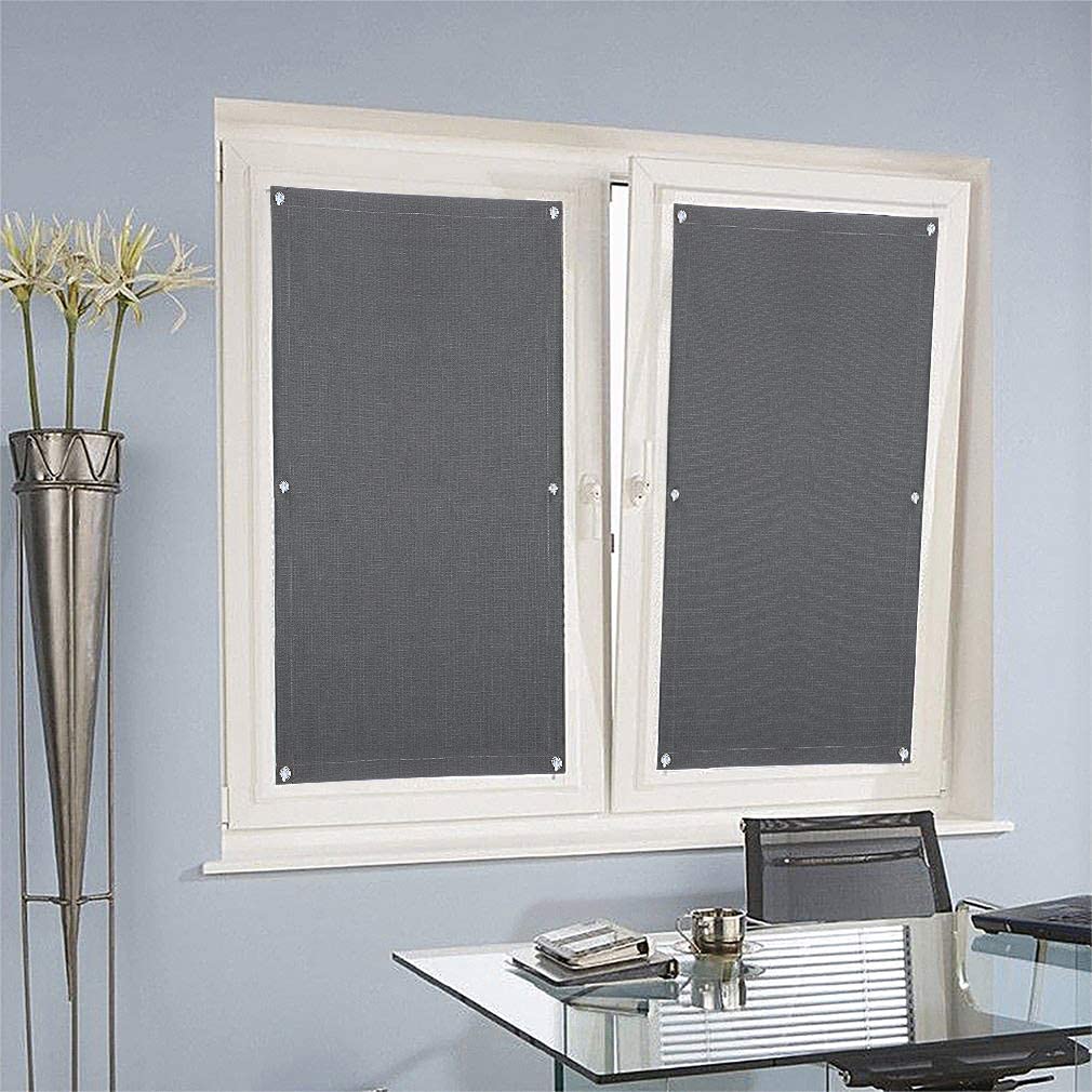 2x Blackout Blind Shade with Suction Cups Temporary Portable Window Cover for Travel Baby Nursery Bedroom Car RV Thermal Insulated 100% Blackout Darkening Curtain(Grey)