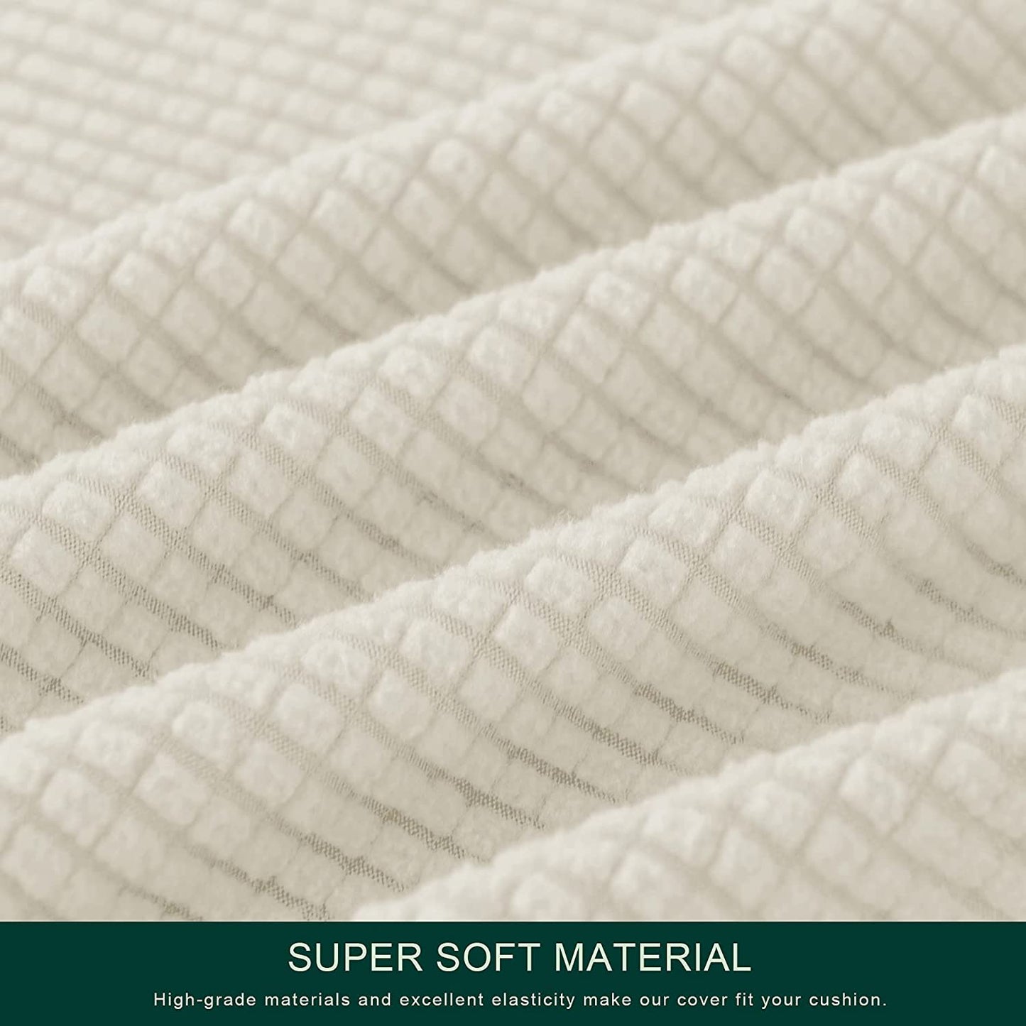 Stretch Armless Sofa Slipcover Futon Cover with Elastic Bottom, Ivory White