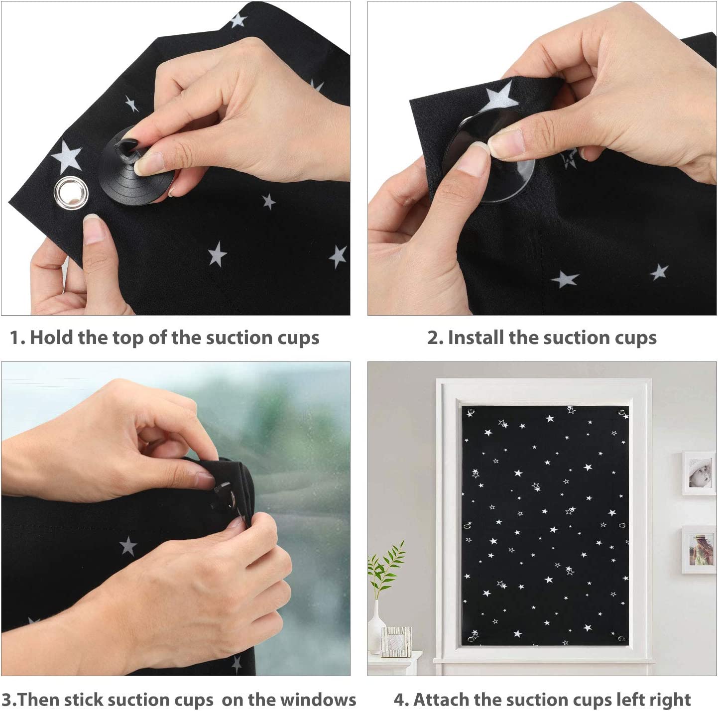 2x Blackout Blind Skylight Window Shades with Suction Cups Portable Thermal Insulated Adjustable Free for Travel Baby Nursery Car Bedroom Sleep Better Guaranteed Darkening Curtain Light