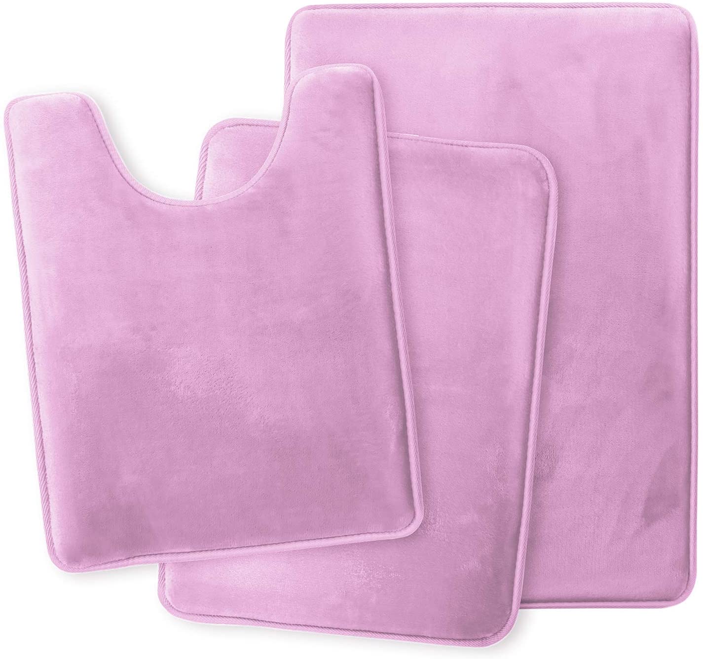 Bathroom Rugs Memory Foam Bath Mat Set for Bathroom, Non Slip Absorbent Velvet - Fast Drying –Bathroom Rug and Contour Rug Set 3 Piece -Lavender