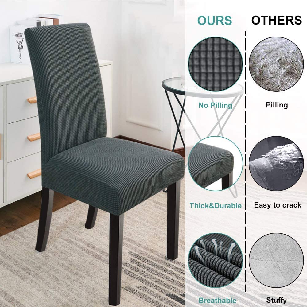 Stretch Jacquard Dining Chair Covers Set of 2/4/6/8, grey