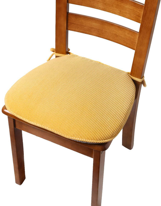 Indoor Chair Pad with Ties, Dining Chair Pads, Non Slip Seat Cushions for Kitchen Chairs (4/6/8 PCS, Yellow)