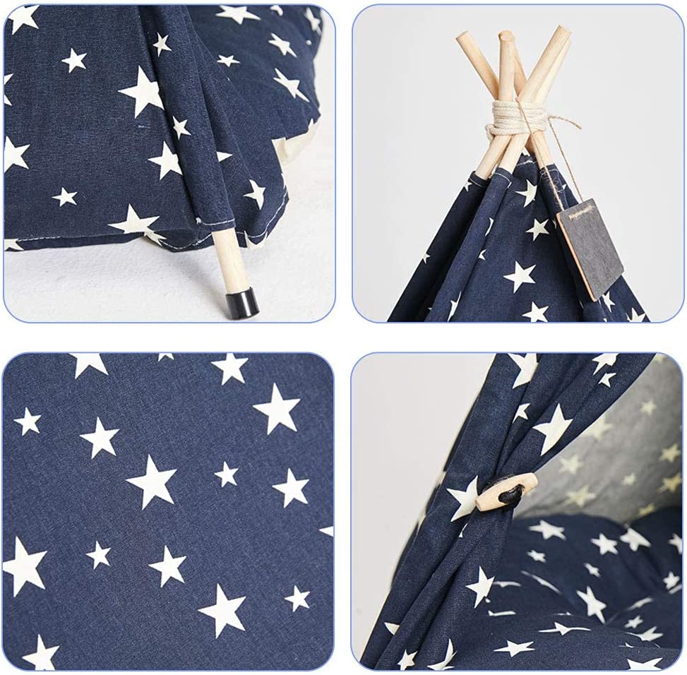 Pet Teepee Dog & Cat Bed - Portable Dog Tents & Pet Houses with Thick Cushion & Blackboard