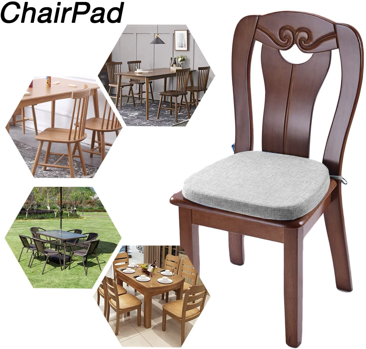 Chair Cushion with Ties for Dining Chairs (1/4/6/8 PCS, Dove)