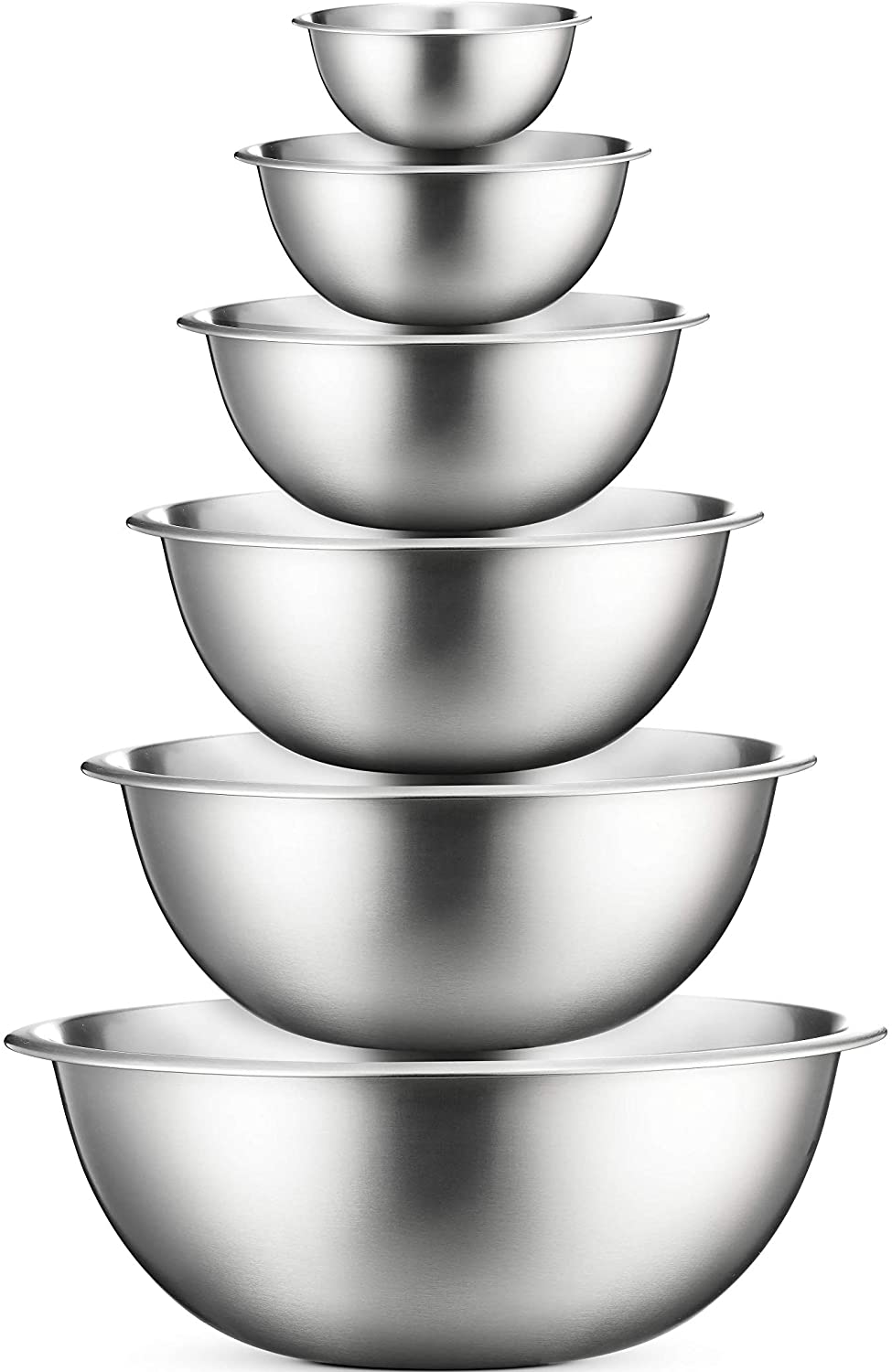 Stainless Steel Mixing Bowls (Set of 6) - Easy To Clean, Nesting Bowls for Space Saving Storage, Great for Cooking, Baking, Prepping