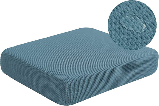 Water Repellent Sofa Couch Cushion Covers Sofa Seat Slipcover Suitable for 1/2/3 Setaer Furniture Protector, Non Slip Small Checks, Dusty Blue
