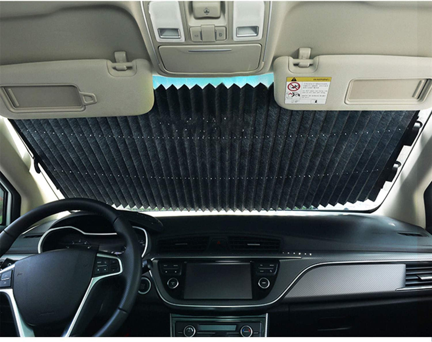 Retractable Windshield Sun Shade for Car, Large Sun Visor Protector Blocks 99% UV Rays to Keep Cool,  Fits Front Window of Various Models