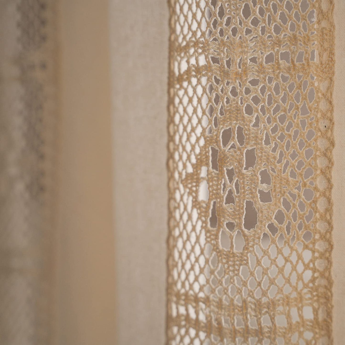Panels Boho Windows Sheer Curtains Crochet Vintage Cotton Tassel Window Curtains Panels for Bedroom Living Room (Crochet Cotton Cream)