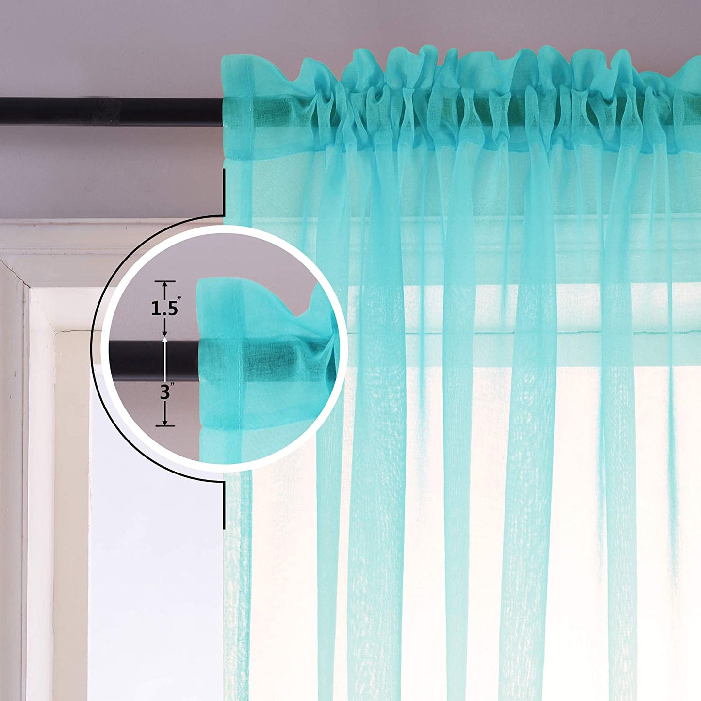 Ombre Sheer Curtains for Bedroom 2 Pieces Set Reversible for Living Room Lemon Green and Purple