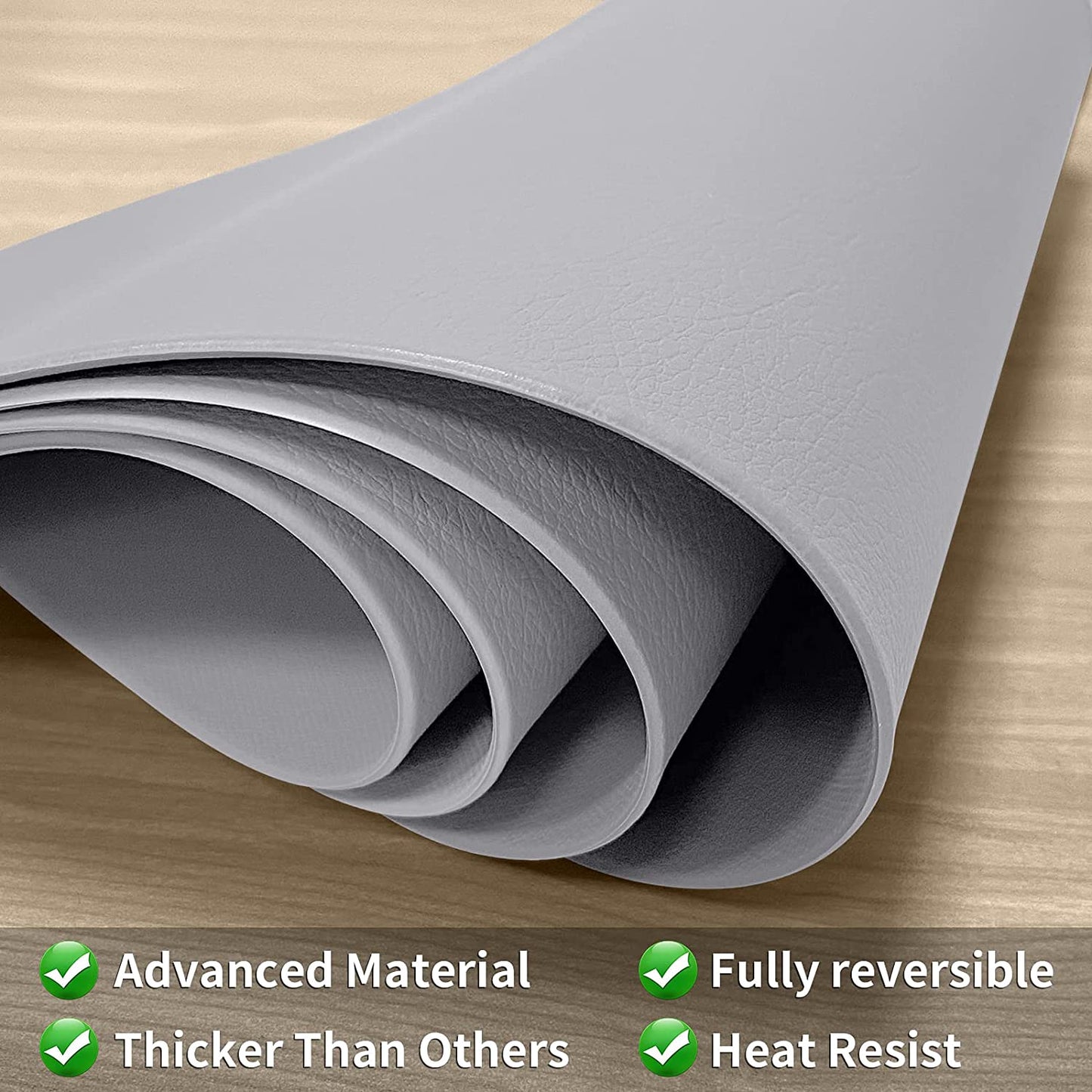 Cozy Life Modern Placemats Set of 4/6/8, Round Leather Placemats for Kitchen Dining Table, Heat Resist Easy to Clean Oval placemats(Grey)