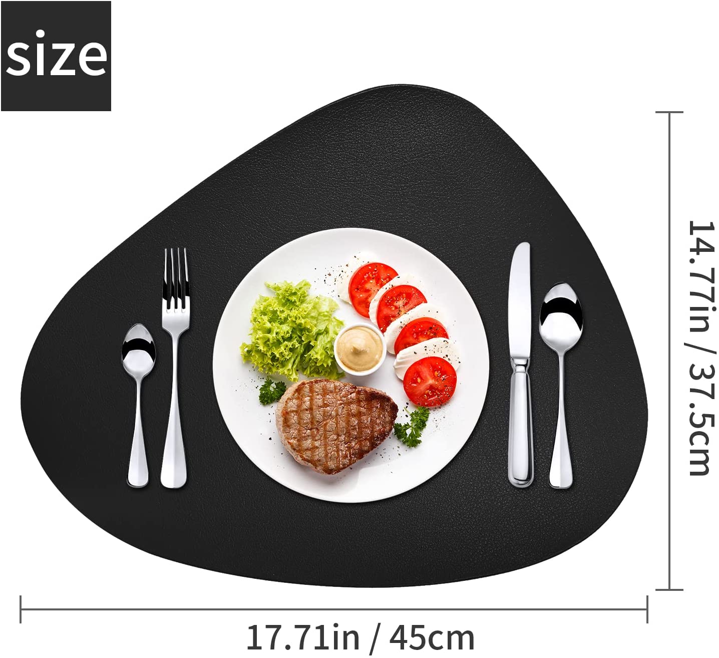Cozy Life Modern Placemats Set of 4/6/8, Round Leather Placemats for Kitchen Dining Table, Heat Resist Easy to Clean Oval placemats(Black)