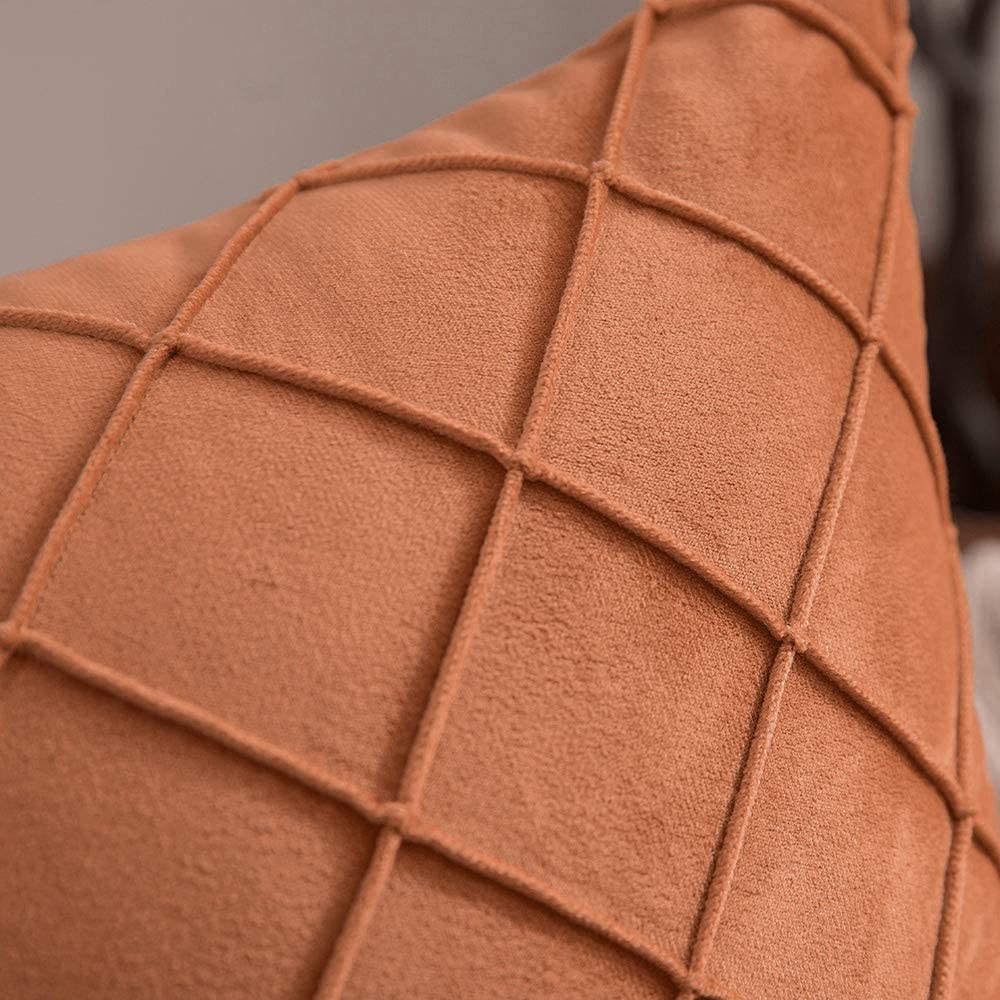 Velvet Throw Pillow Square Soft Couch Pillows Set of 2 (Inserts + Pillow Covers,Orange Yellow)