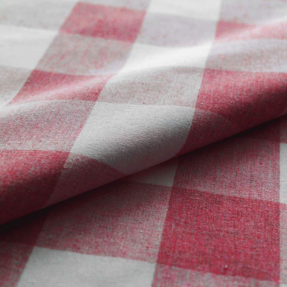 Tie Up Curtain for Kitchen Window Buffalo Check, Burgundy Red and White