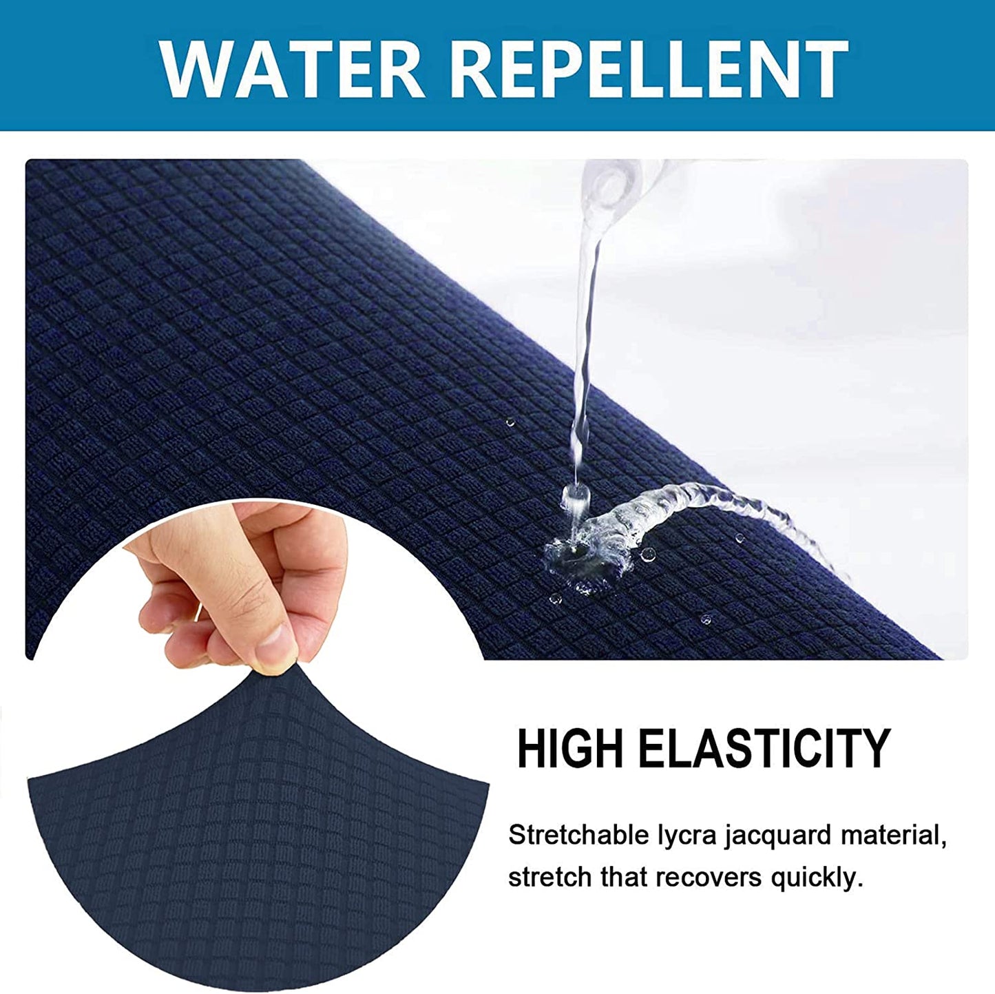 Water Repellent Sofa Couch Cushion Covers Sofa Seat Slipcover Suitable for 1/2/3 Setaer Furniture Protector, Non Slip Small Checks, Navy