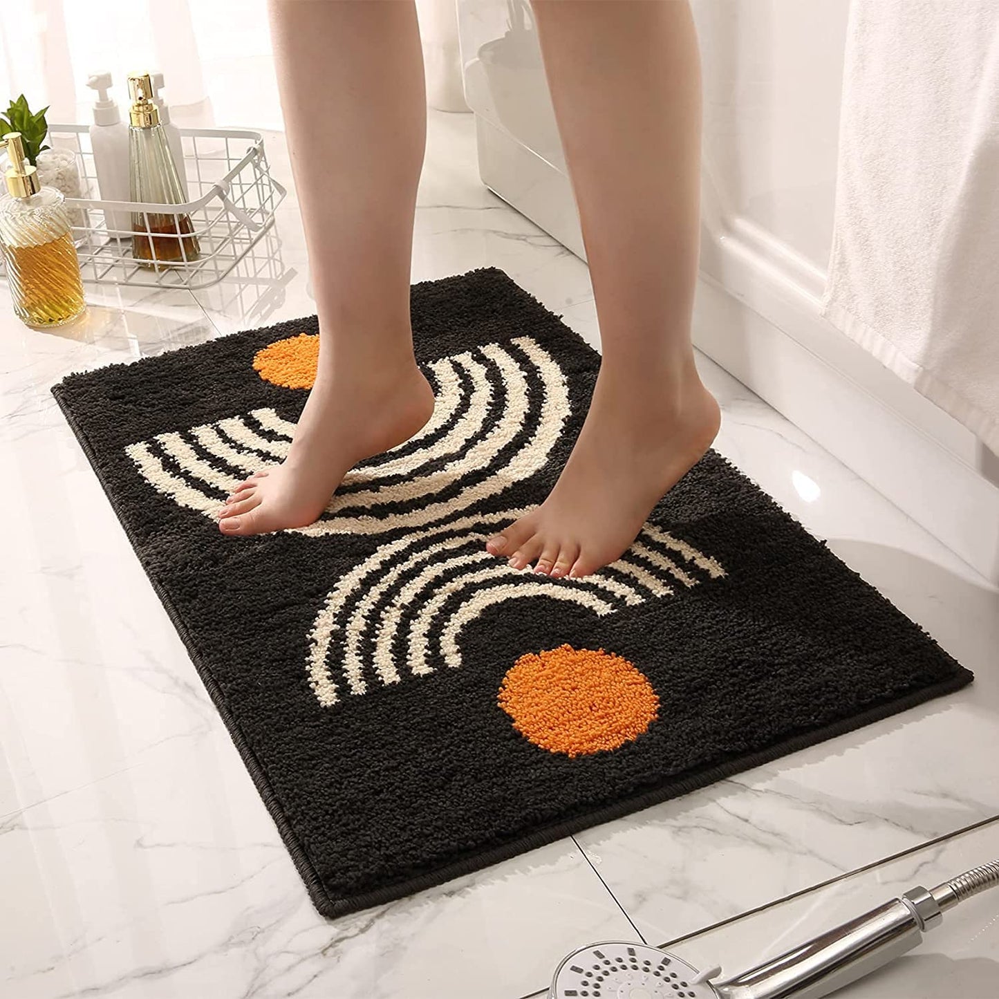 Bath Rugs Set of 2pcs  Non-Slip (45cm x 70cm&50cm x 80cm, Dark Grey)