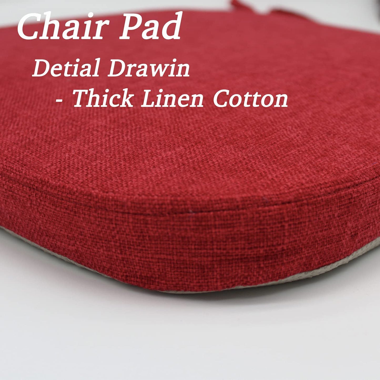 Chair Cushion with Ties for Dining Chairs (1/4/6/8 PCS, Red)