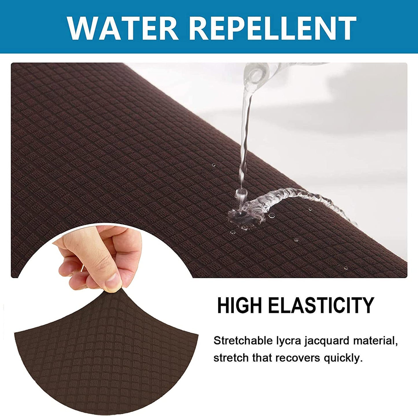 Water Repellent Sofa Couch Cushion Covers Sofa Seat Slipcover Suitable for 1/2/3 Setaer Furniture Protector, Non Slip Small Checks, Chocolate