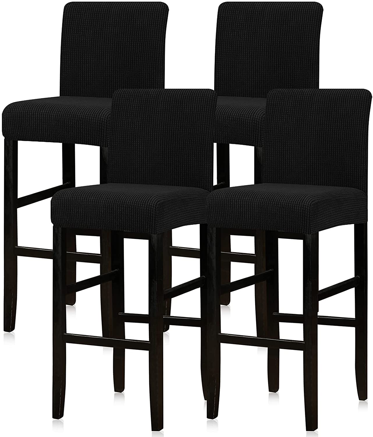 Reusable Pub Counter Stool Chair Covers Set of 2/4/6/8, Black