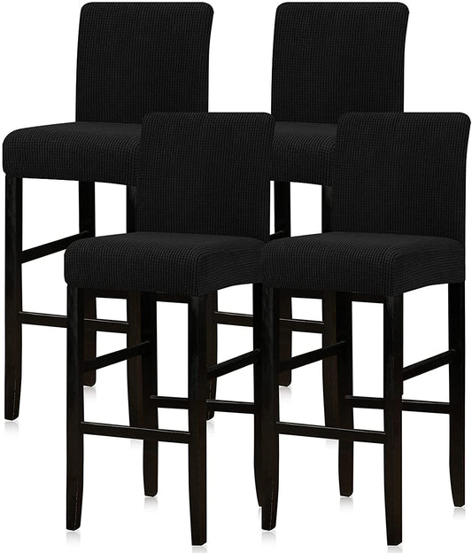 Reusable Pub Counter Stool Chair Covers Set of 2/4/6/8, Black