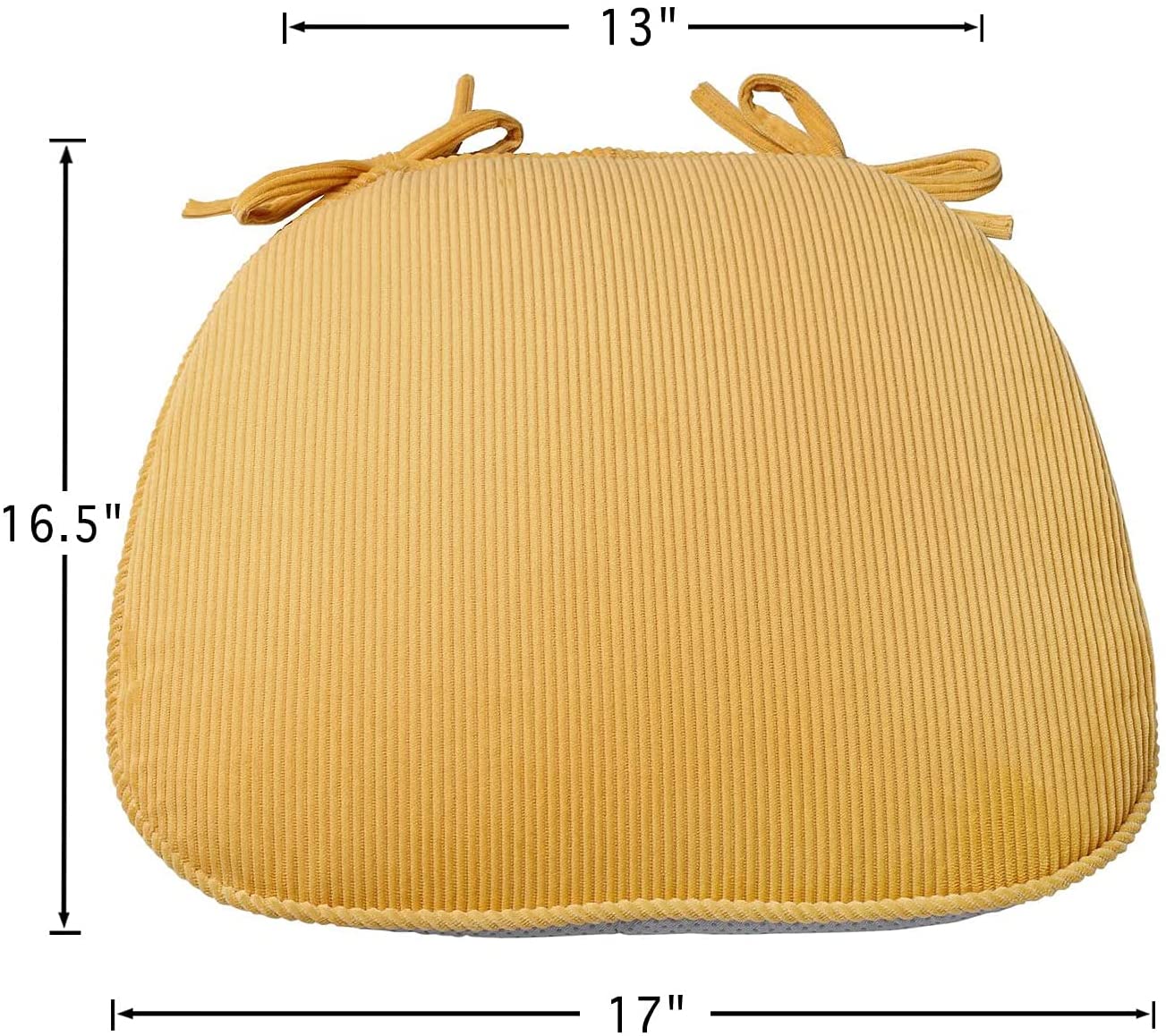 Indoor Chair Pad with Ties, Dining Chair Pads, Non Slip Seat Cushions for Kitchen Chairs (4/6/8 PCS, Yellow)