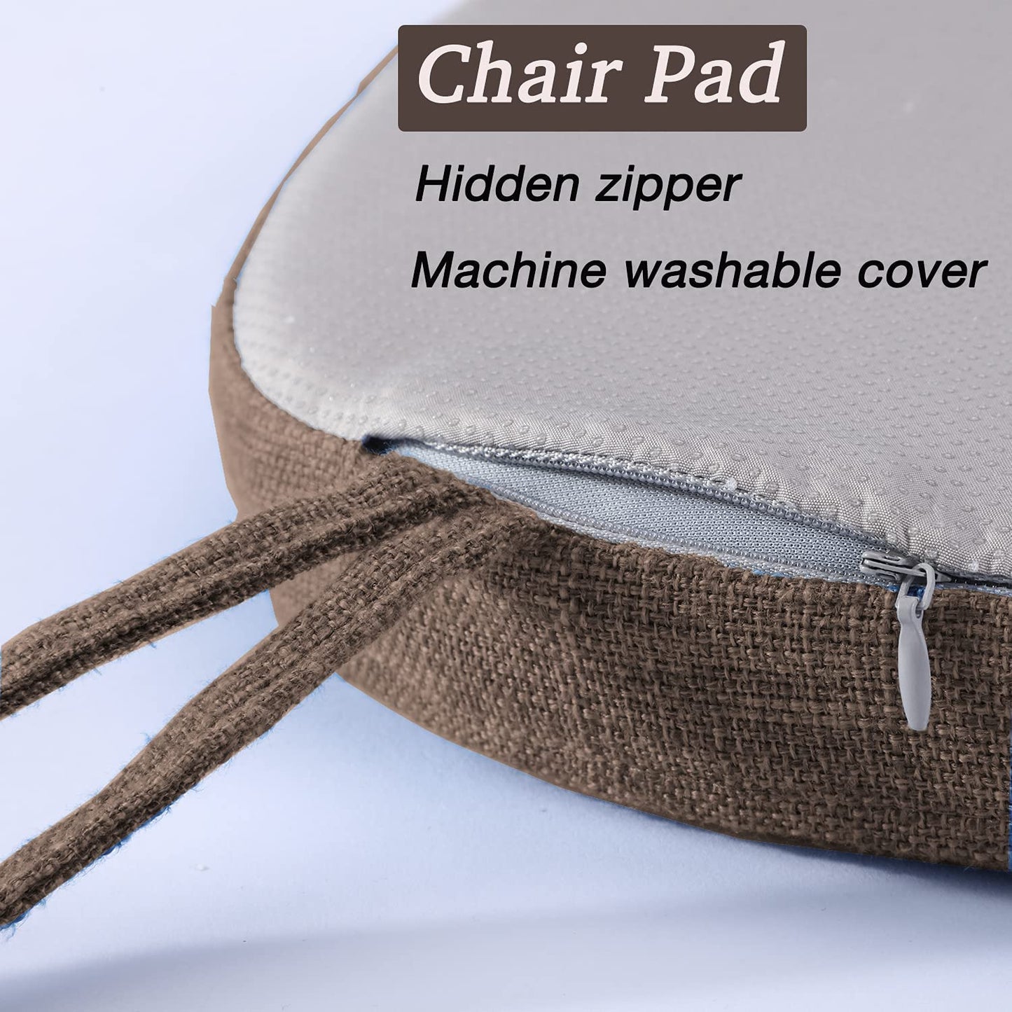 Chair Cushion with Ties for Dining Chairs (1/4/6/8 PCS, Brown)