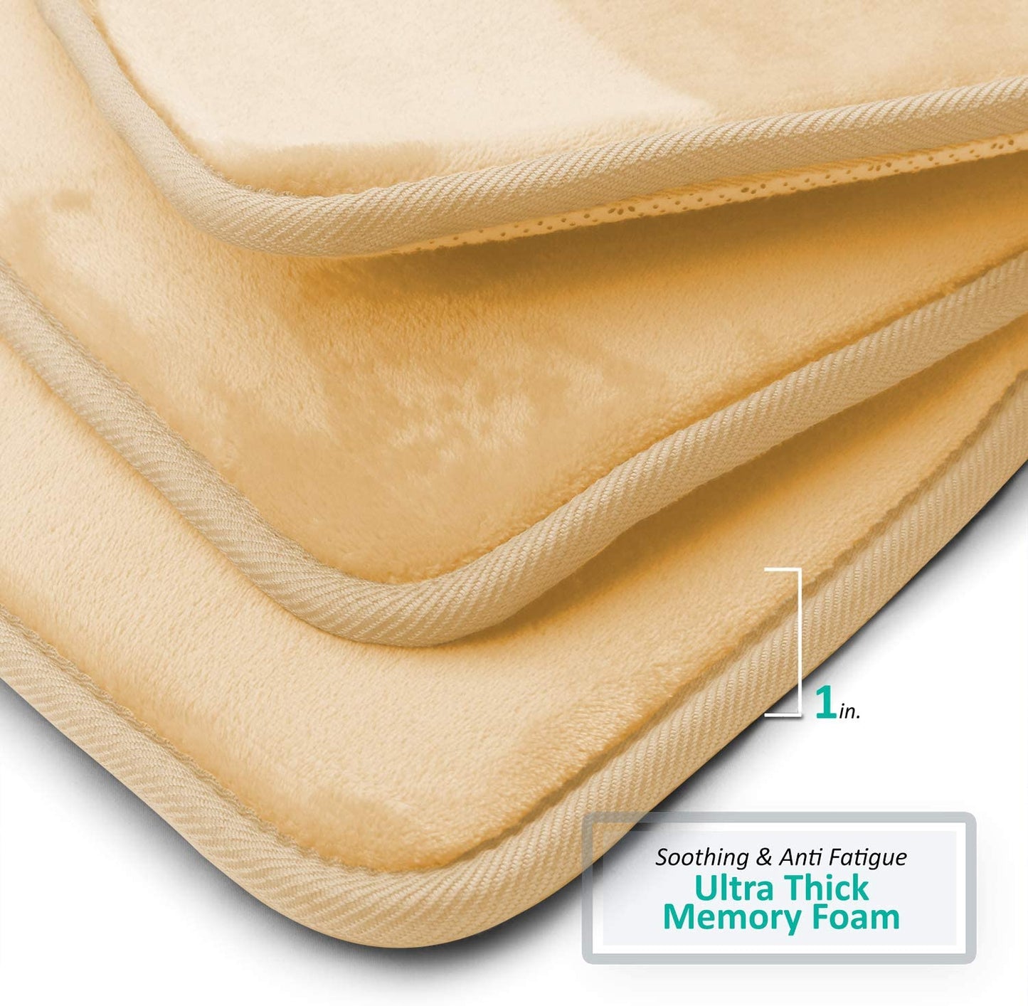 Bathroom Rugs Memory Foam Bath Mat Set for Bathroom, Non Slip Absorbent Velvet - Fast Drying –Bathroom Rug and Contour Rug Set 3 Piece -Beige
