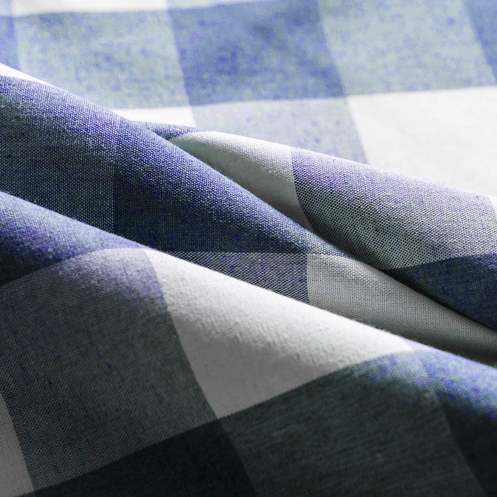 Tie Up Curtain for Kitchen Window Buffalo Check, Navy and White