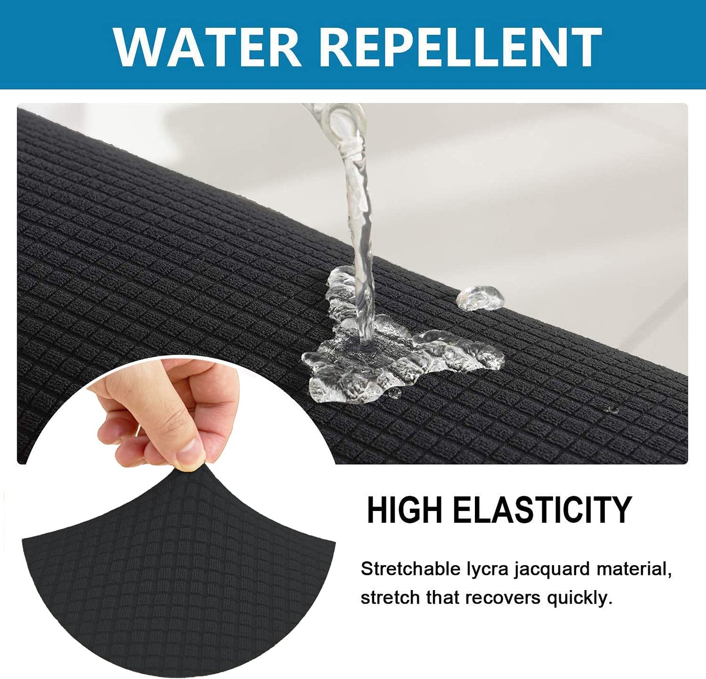 Water Repellent Sofa Couch Cushion Covers Sofa Seat Slipcover Suitable for 1/2/3 Setaer Furniture Protector, Non Slip Small Checks, Black