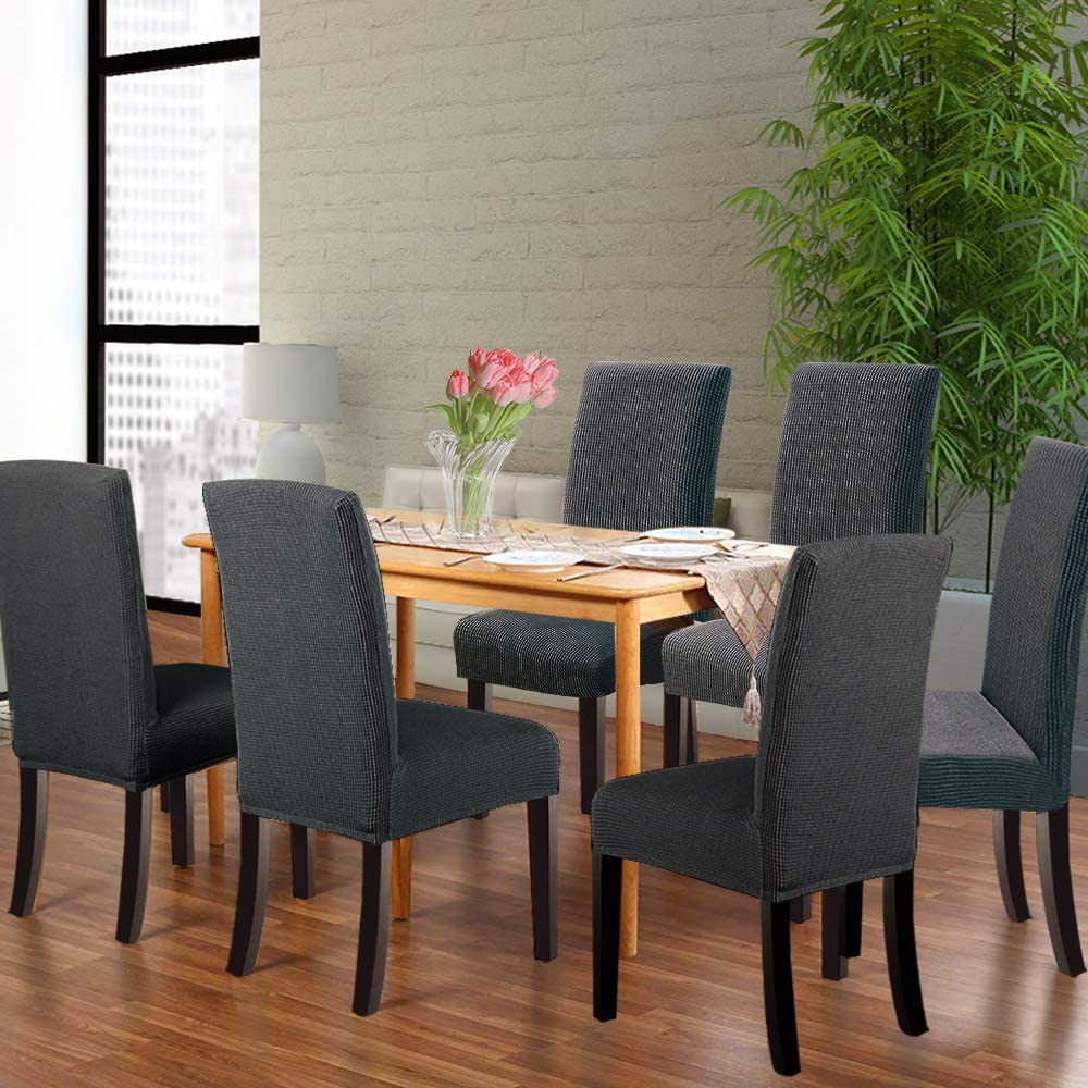 Stretch Jacquard Dining Chair Covers Set of 2/4/6/8, grey