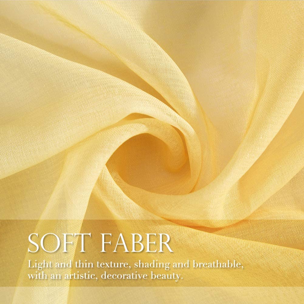 2x Ombre Sheer Curtains Draperies Window Treatment, White and Yellow