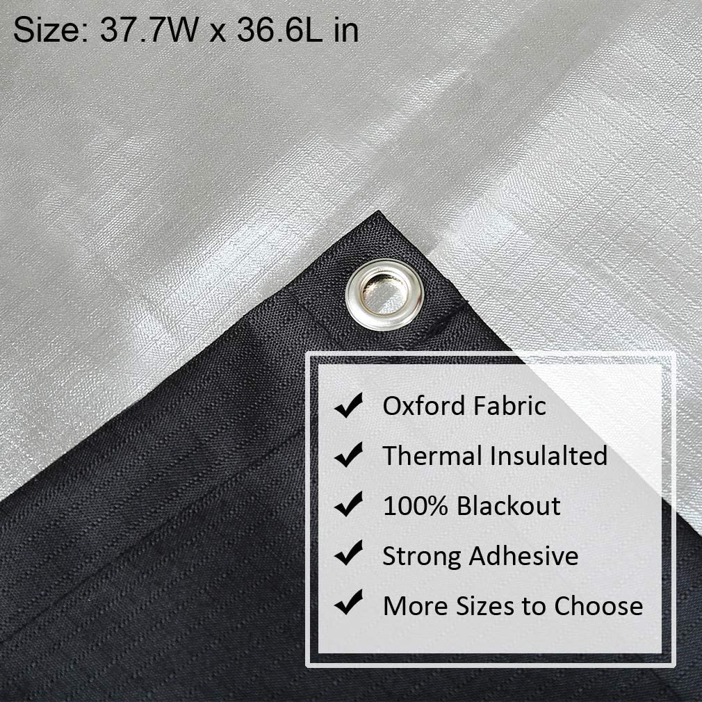 2x Blackout Blind Shade with Suction Cups Temporary Portable Window Cover for Travel Baby Nursery Bedroom Car RV Thermal Insulated 100% Blackout Darkening Curtain(Black)