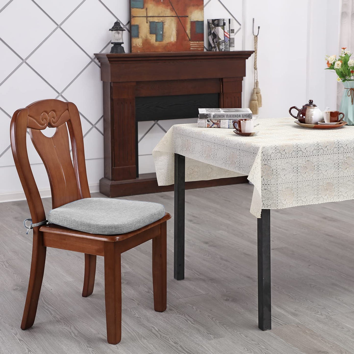 Chair Cushion with Ties for Dining Chairs (1/4/6/8 PCS, Dove)