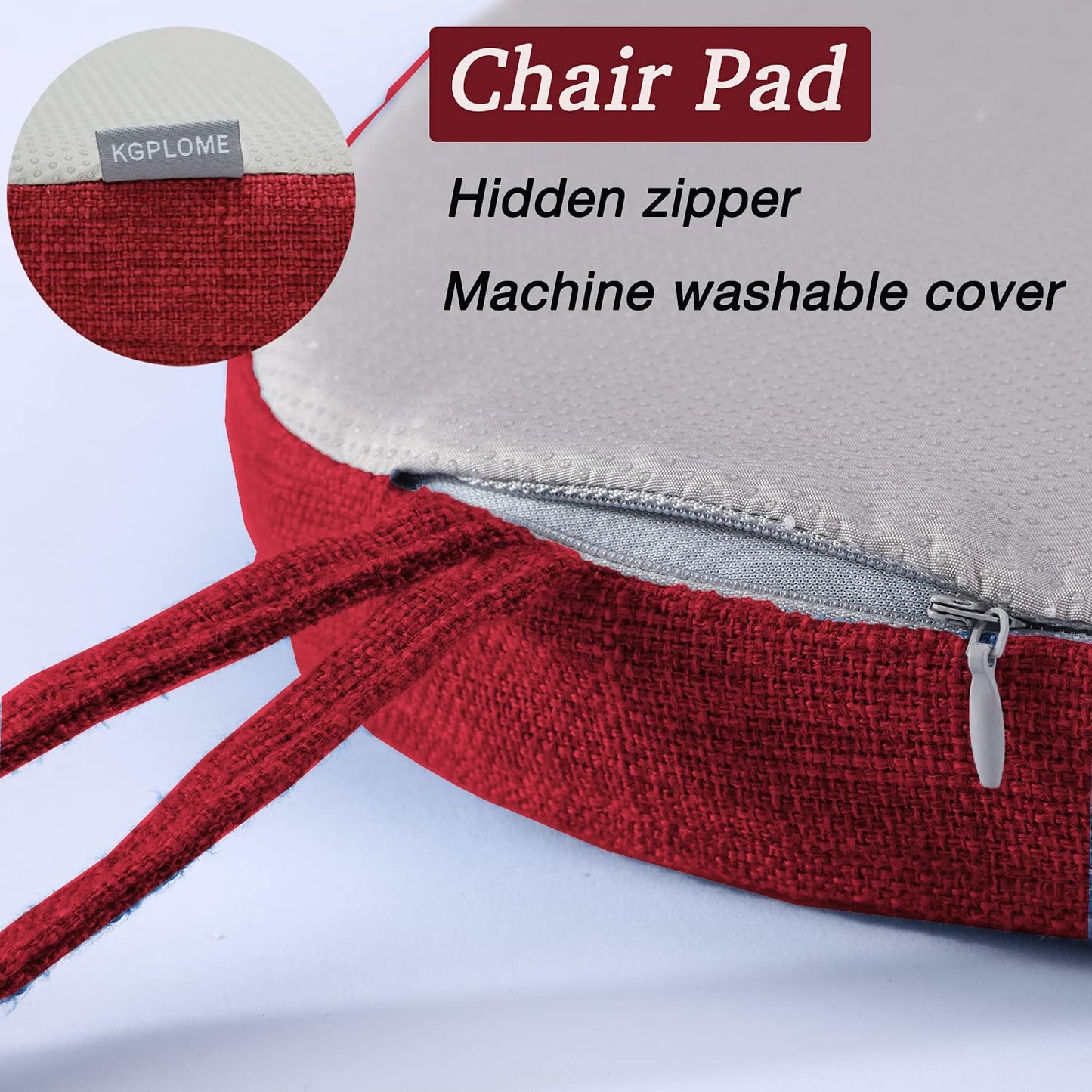 Chair Cushion with Ties for Dining Chairs (1/4/6/8 PCS, Red)