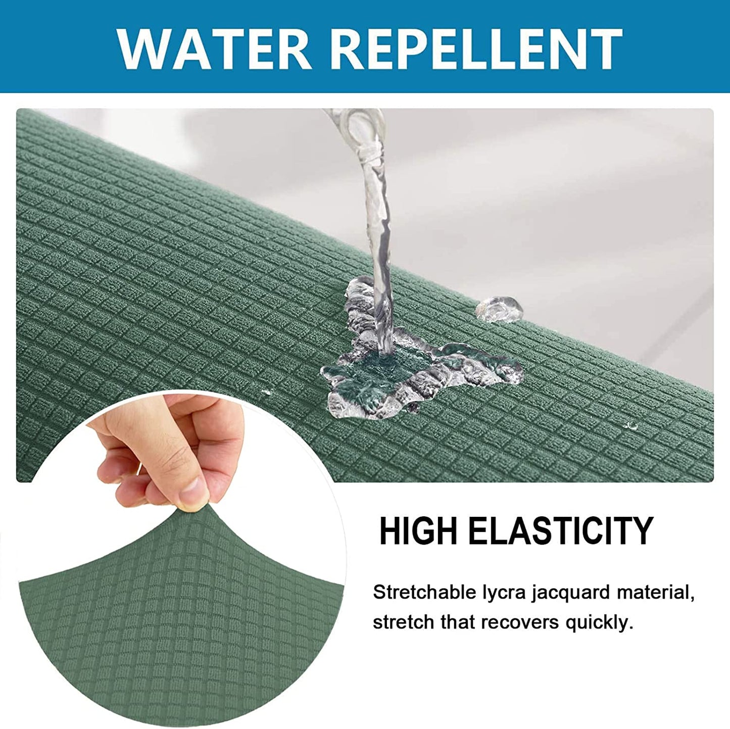 Water Repellent Sofa Couch Cushion Covers Sofa Seat Slipcover Suitable for 1/2/3 Setaer Furniture Protector, Non Slip Small Checks, Sage
