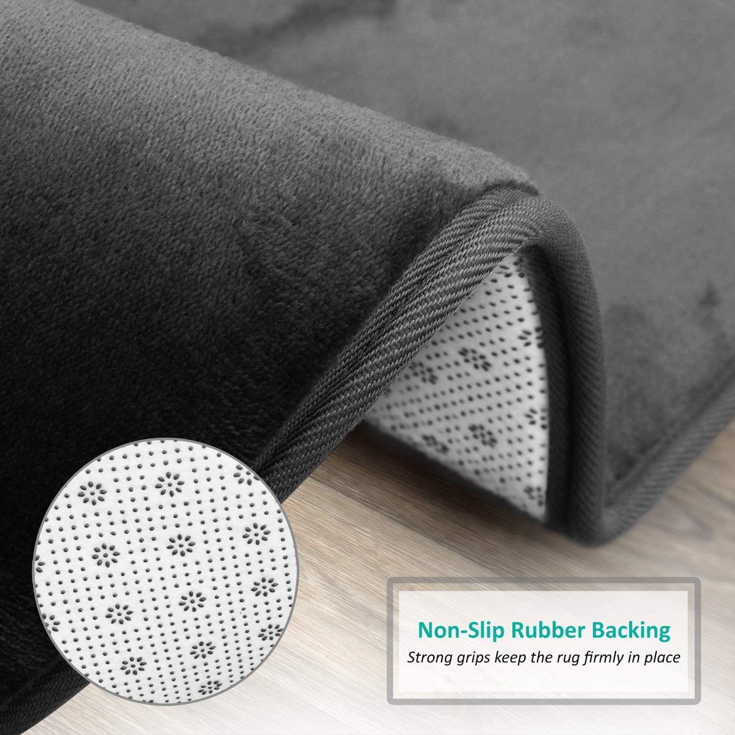 Bathroom Rugs Memory Foam Bath Mat Set for Bathroom, Non Slip Absorbent Velvet - Fast Drying –Bathroom Rug and Contour Rug Set 3 Piece - Black