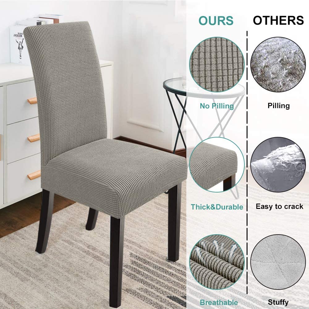 Stretch Dining Room Chair Slipcovers , Set of 2/4/6/8 PCS, Taupe