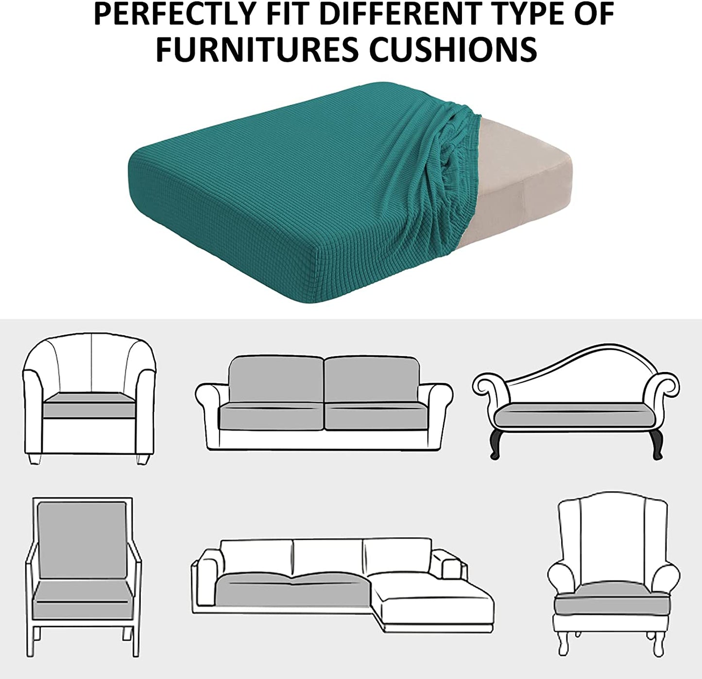 Water Repellent Sofa Couch Cushion Covers Sofa Seat Slipcover Suitable for 1/2/3 Setaer Furniture Protector, Non Slip Small Checks, Dark Teal