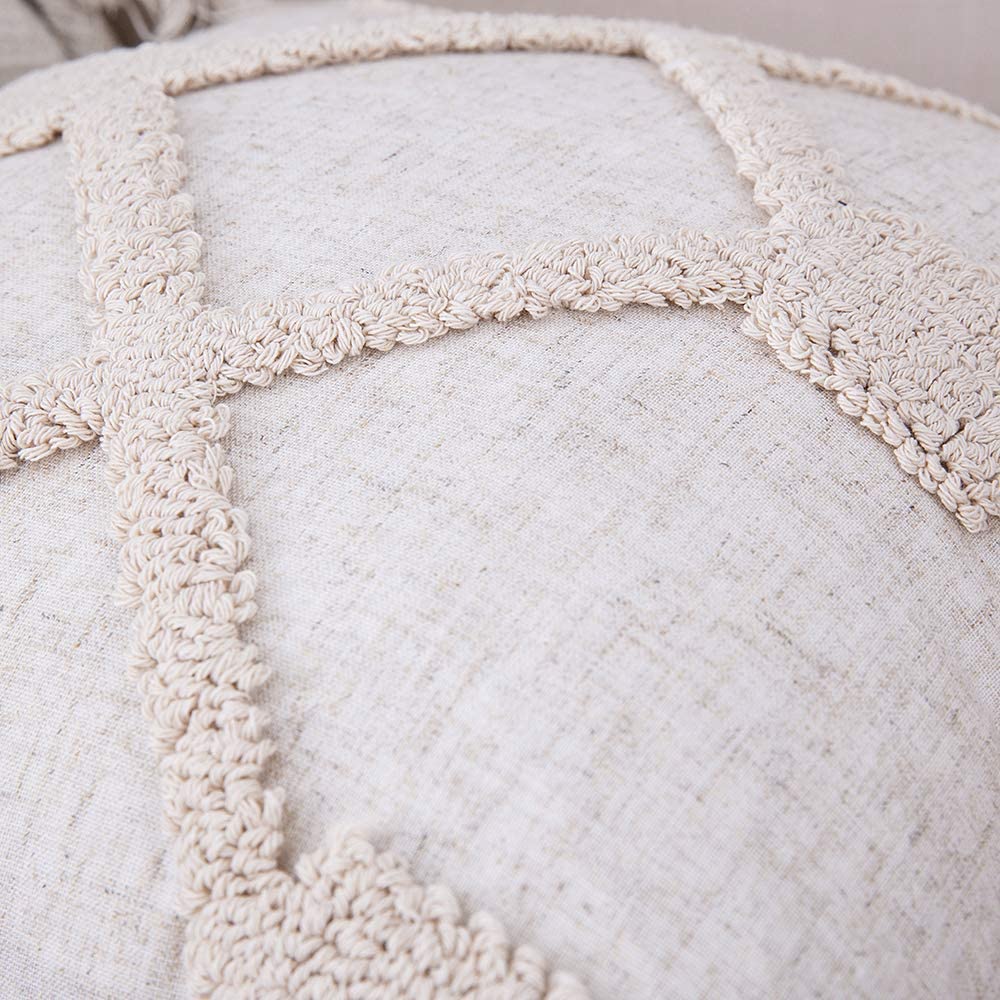 Tribal Boho Woven with Tassels Pillow Square Soft Couch Pillows Set of 2 (Inserts + Pillow Covers, Beige)