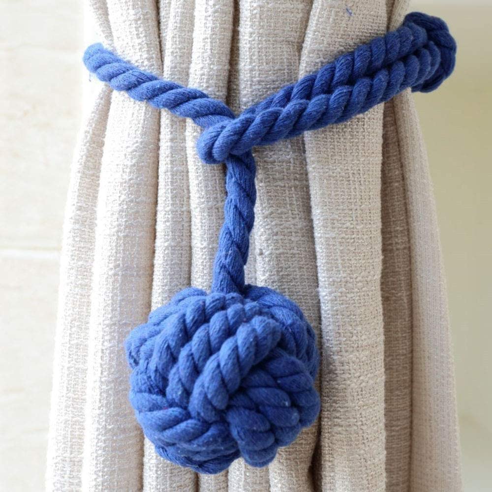 Curtain Tiebacks - 2/4 PCS Handmade Rural Decorative Curtain Holdbacks (Royal Blue)